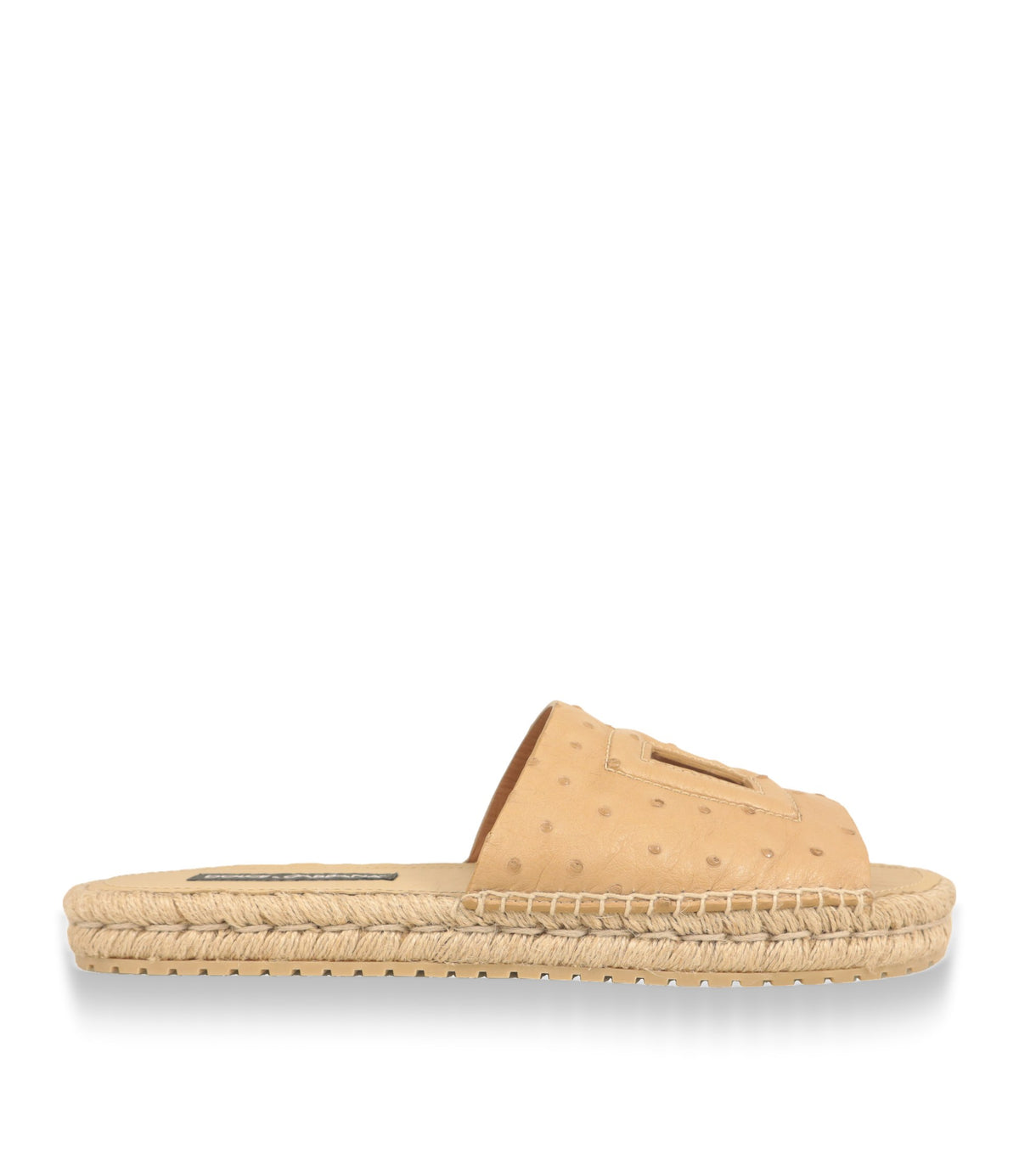 Dolce & Gabbana Espadrilles in Beige aus Straußenleder, Seitenansicht mit Jutesohle