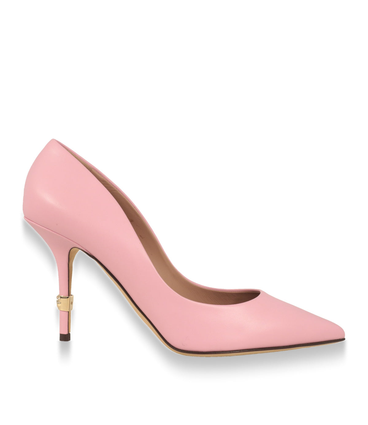 Dolce & Gabbana Pumps in Rosa aus Leder, Seitenansicht mit Stiletto-Absatz