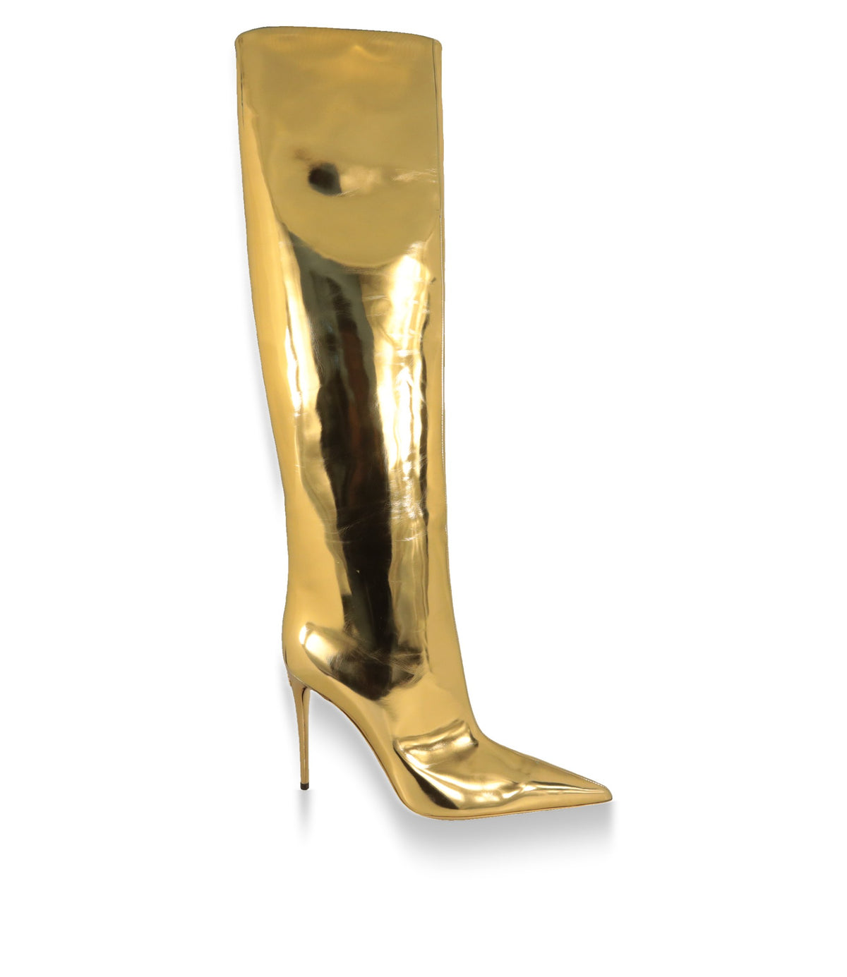 Dolce & Gabbana Stiefel in Gold mit Spiegeloptik und Stiletto-Absatz, Seitenansicht
