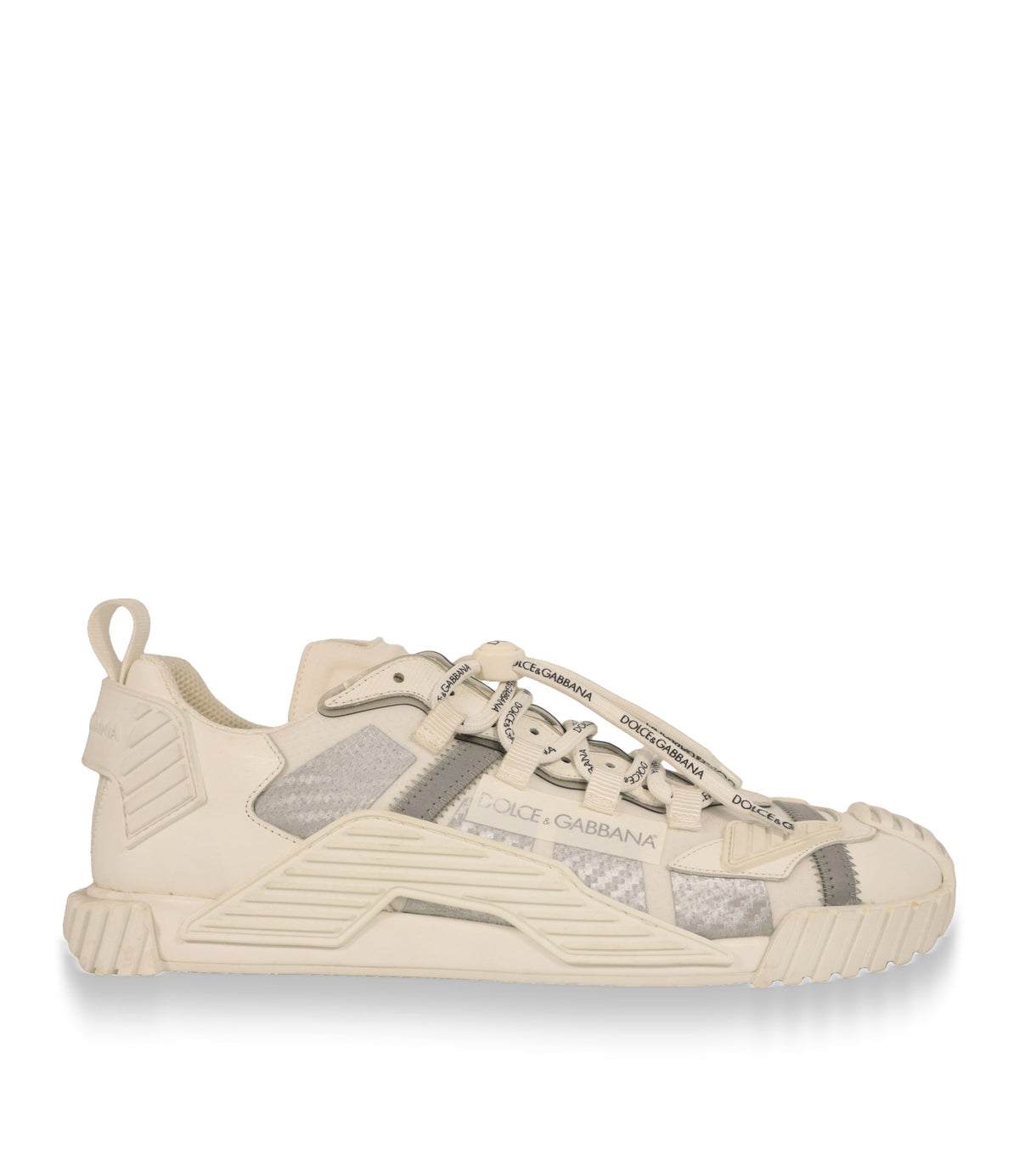 Dolce & Gabbana Sneaker in Weiß mit grauen Einsätzen in der Seitenansicht