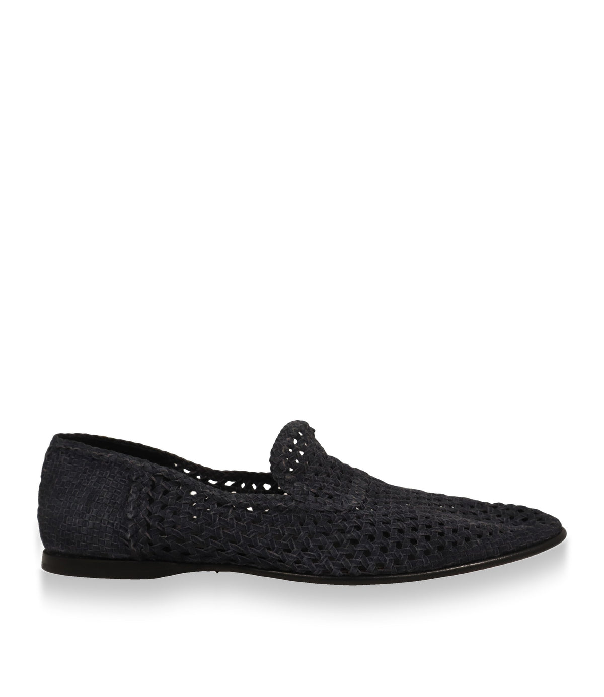 Dolce & Gabbana Loafer aus geflochtenem Wildleder in Marineblau, Seitenansicht