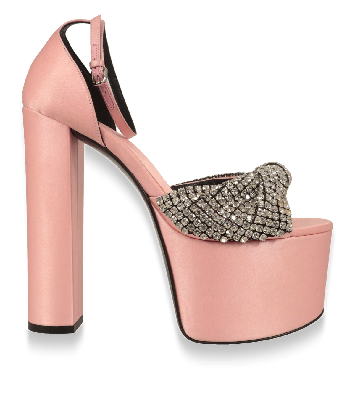 Sergio Rossi Plateau-Sandalen in Rosé mit Blockabsatz, Seitenansicht