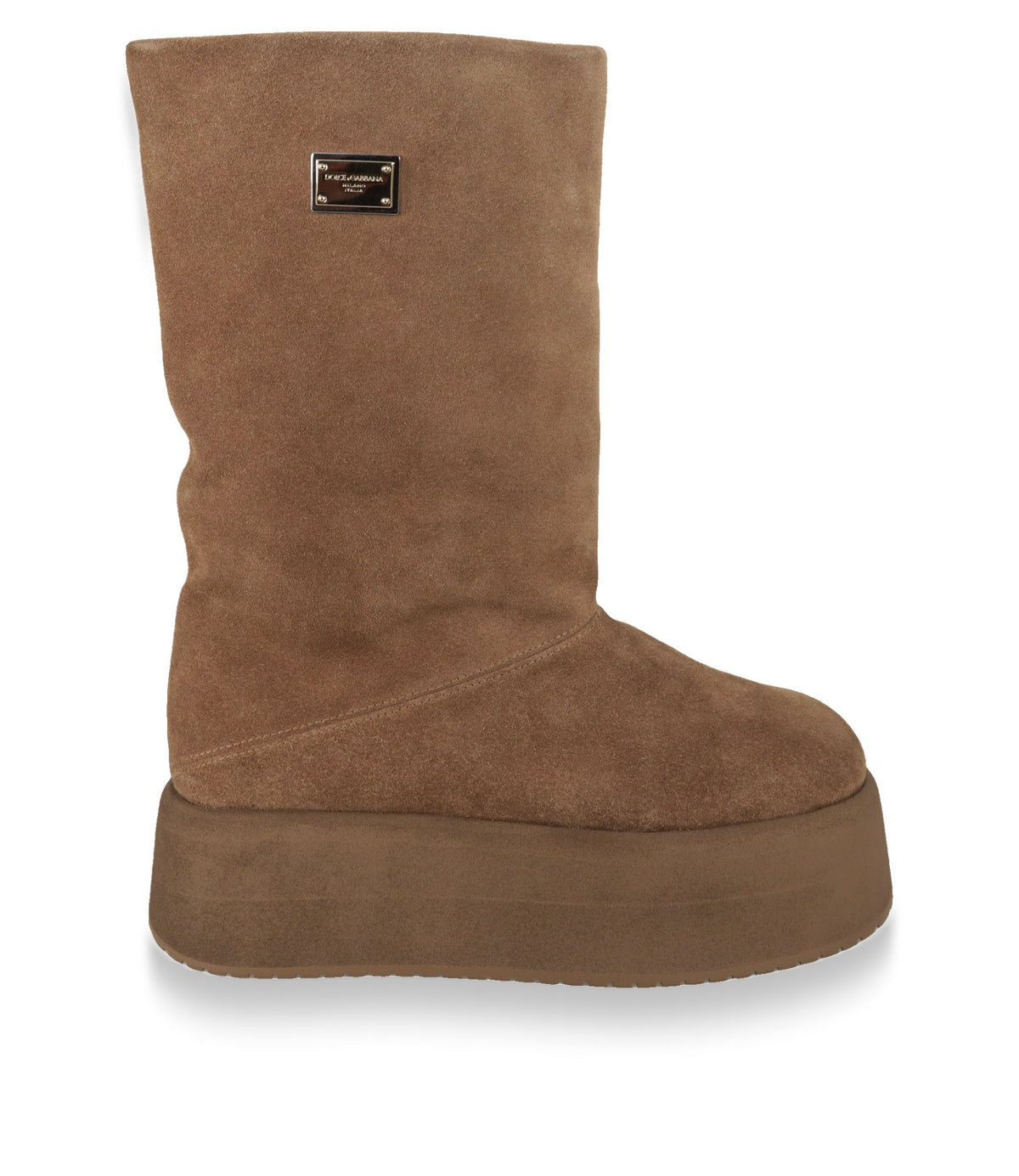 Dolce & Gabbana Stiefel in Beige aus Wildleder mit Plateausohle, Seitenansicht