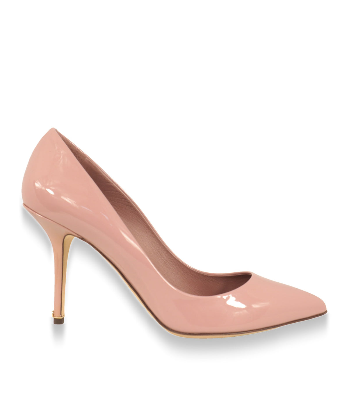 Dolce & Gabbana Pumps in Rosa aus Lackleder, Seitenansicht mit Stiletto-Absatz