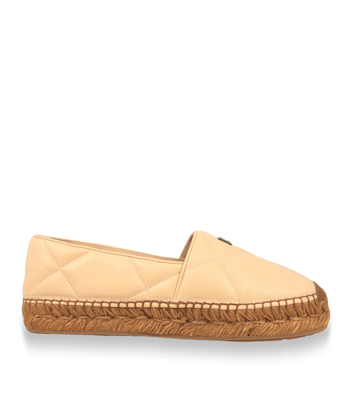 Dolce & Gabbana Espadrilles in Beige aus Leder, Seitenansicht mit Bastrand