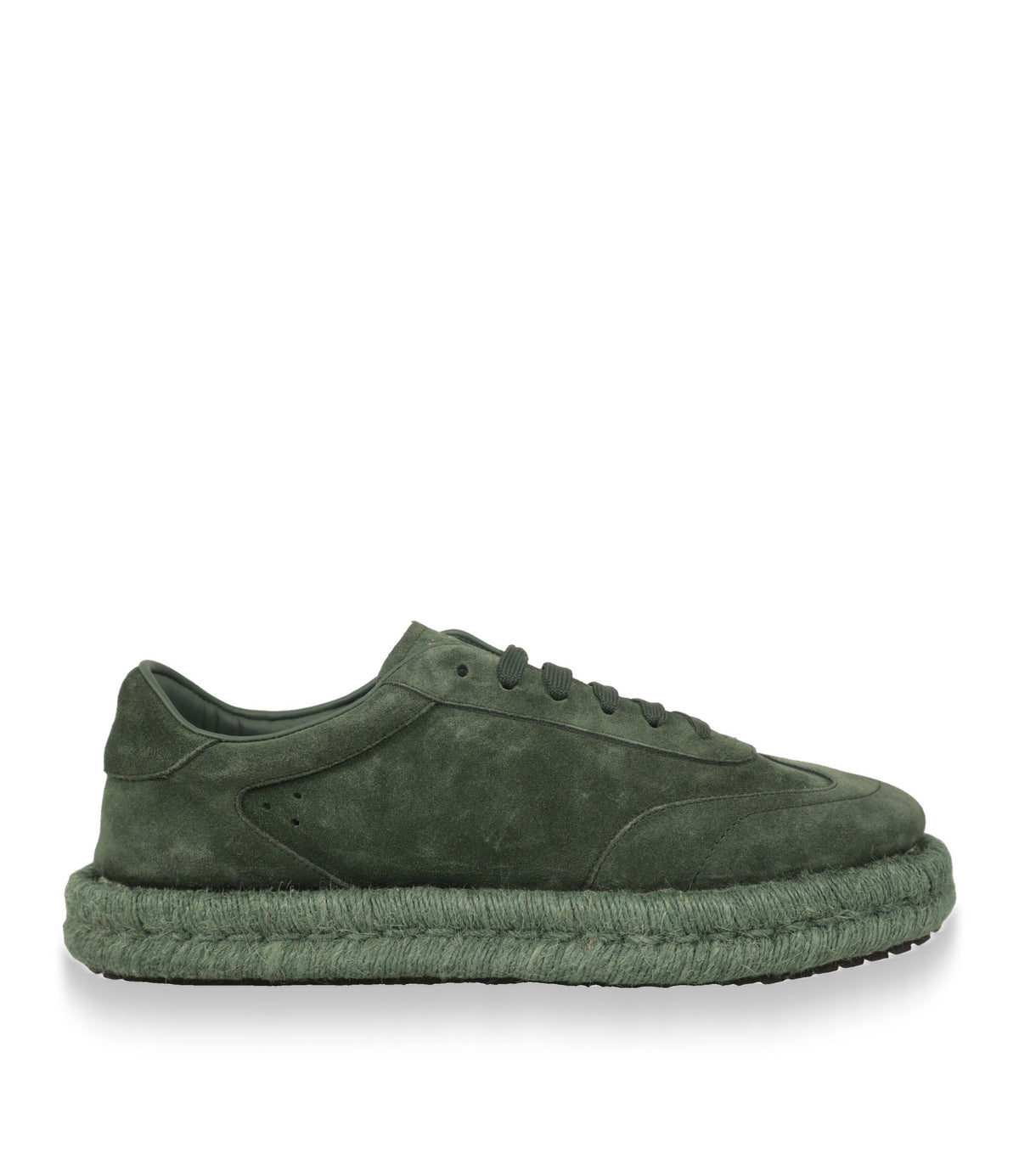 Dolce & Gabbana Sneaker in Grün aus Veloursleder mit Jute-Sohle, Seitenansicht