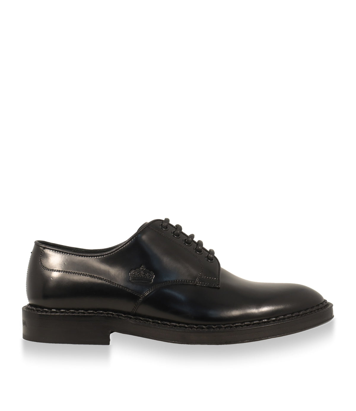 Dolce & Gabbana Derby Schuhe aus schwarzem Kalbsleder in der Seitenansicht
