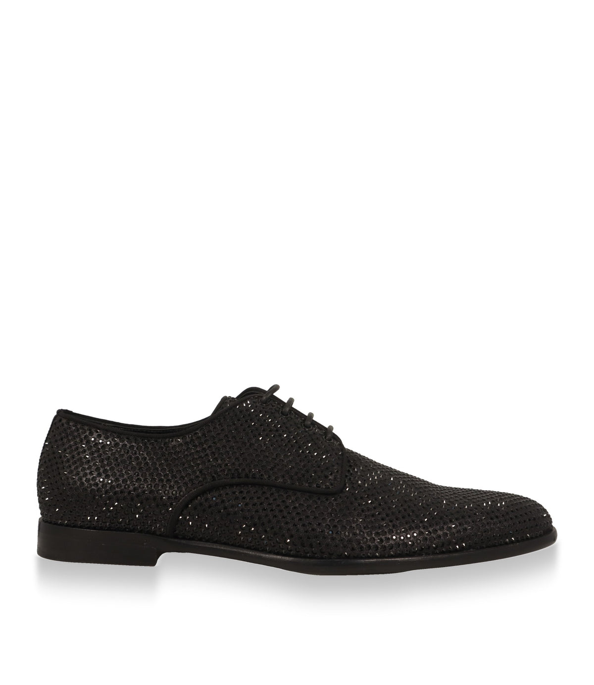 Dolce & Gabbana Derby Schuhe in Schwarz mit Strassbesatz, Seitenansicht