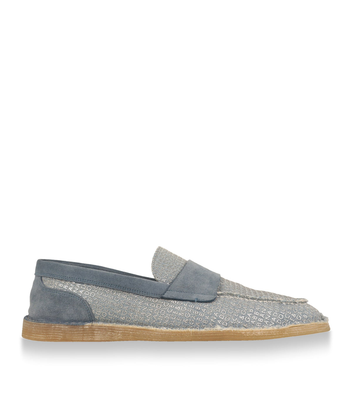 Dolce & Gabbana Loafer Größe 44 in hellblauem Denim mit Logo-Print, Seitenansicht