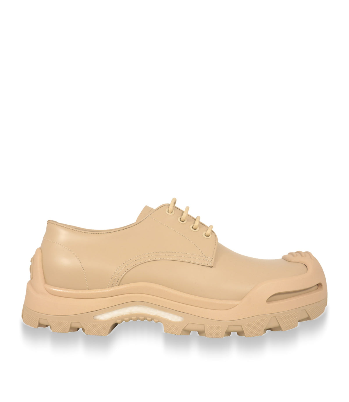 Dolce & Gabbana Derby Schuhe in Beige aus Leder, Seitenansicht mit profilierter Gummisohle