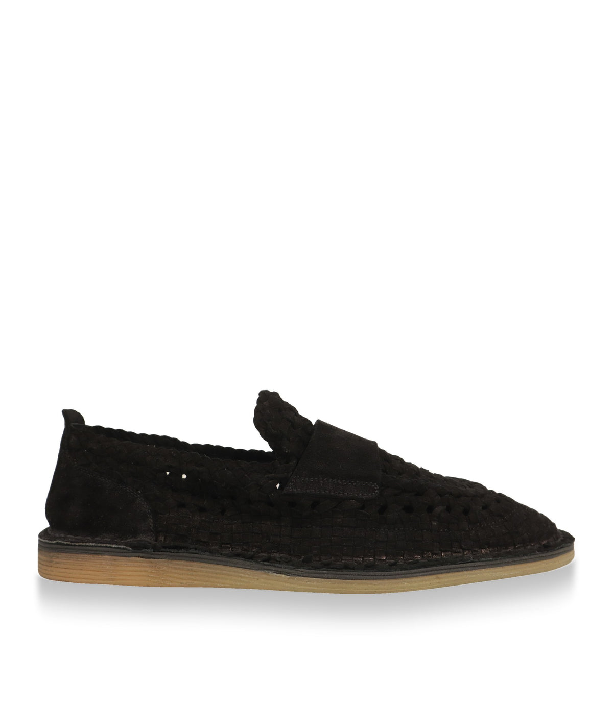 Dolce & Gabbana Loafer in Schwarz aus geflochtenem Wildleder, Seitenansicht