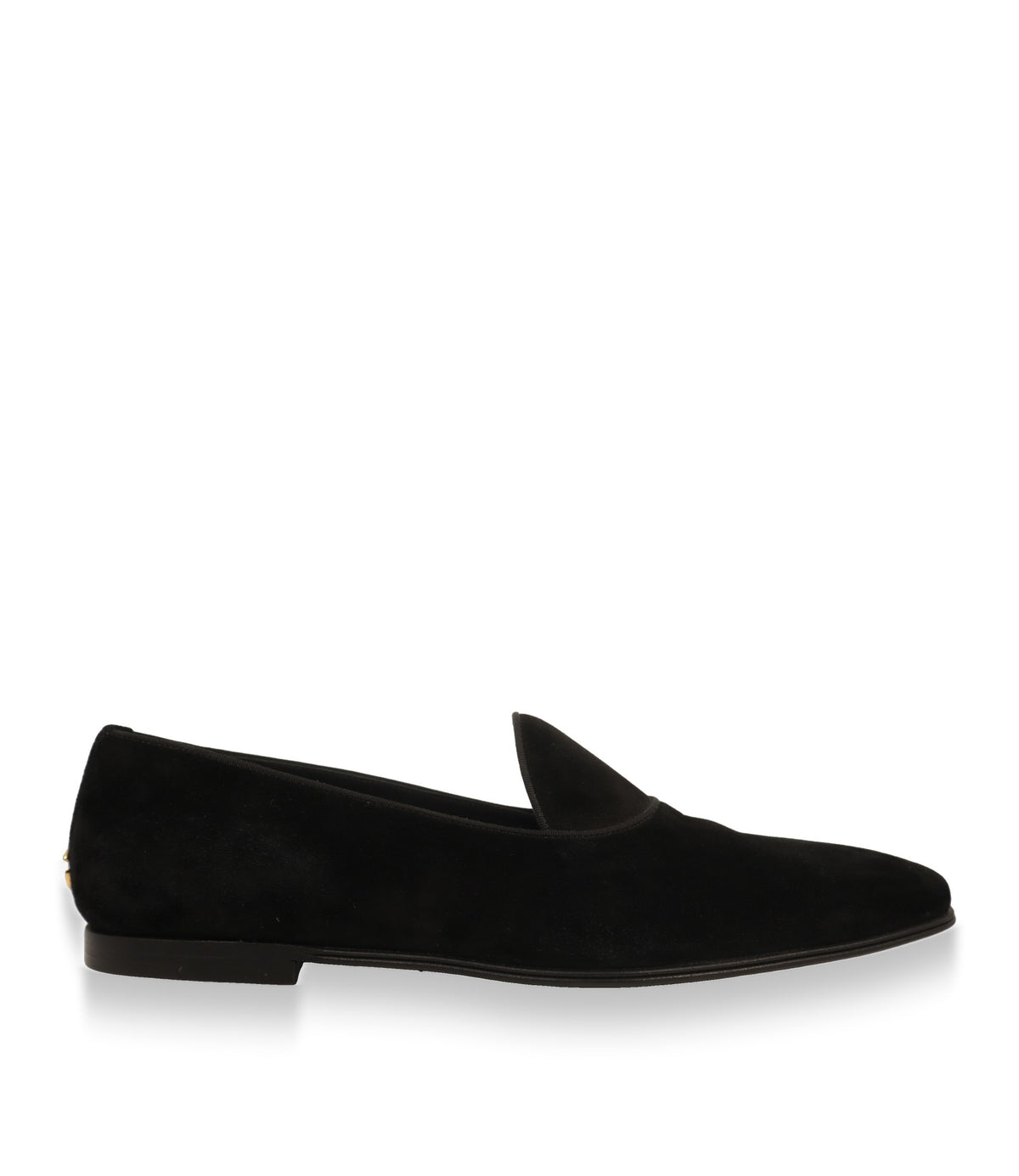 Dolce & Gabbana Slipper aus schwarzem Wildleder in der Seitenansicht, Größe 44