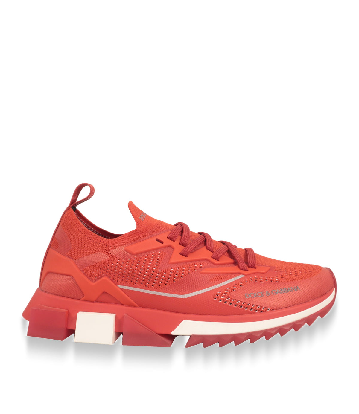 Dolce & Gabbana Sneaker in Rot Seitenansicht mit profilierter Gummisohle