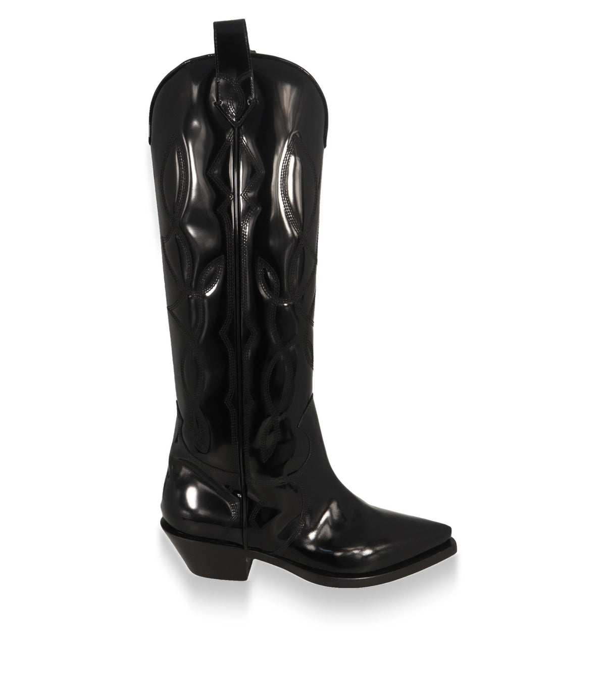 Dolce & Gabbana Stiefel in Schwarz aus glänzendem Leder in der Seitenansicht
