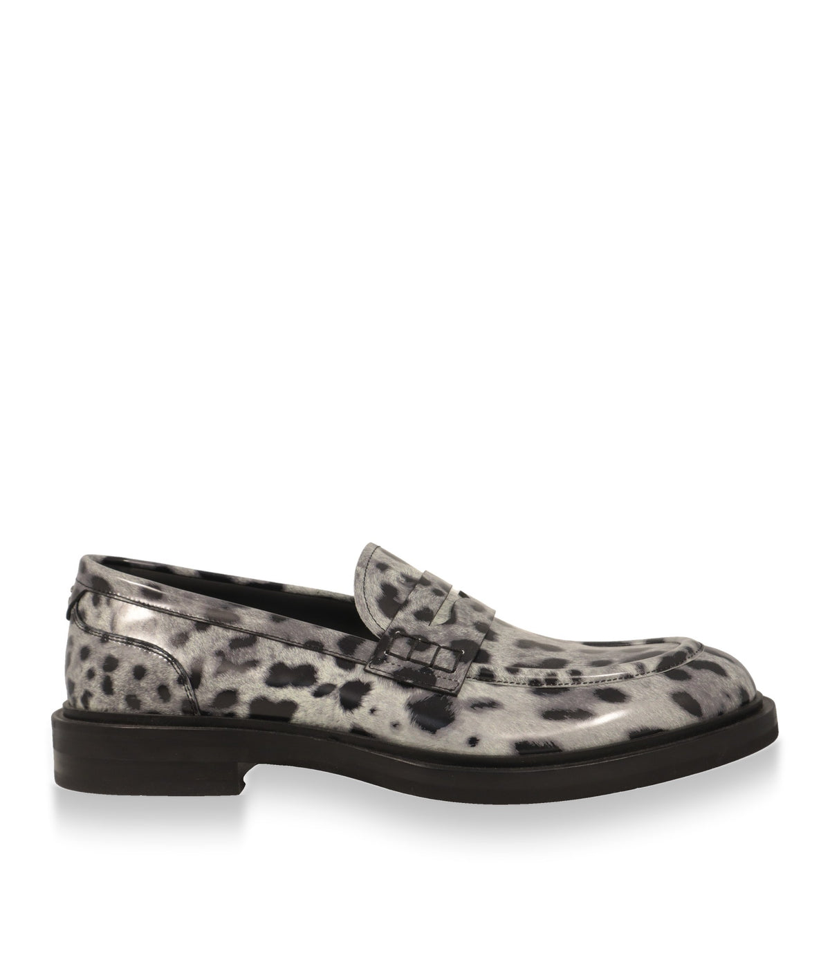 Dolce & Gabbana Loafer in Grau-Schwarz mit Leopardenmuster, Seitenansicht