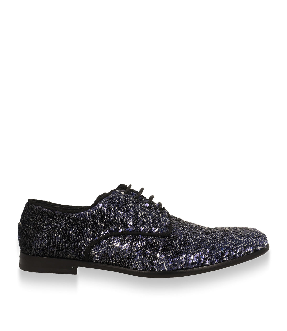 Dolce & Gabbana Derby Schuhe in Blau mit Pailletten, Seitenansicht