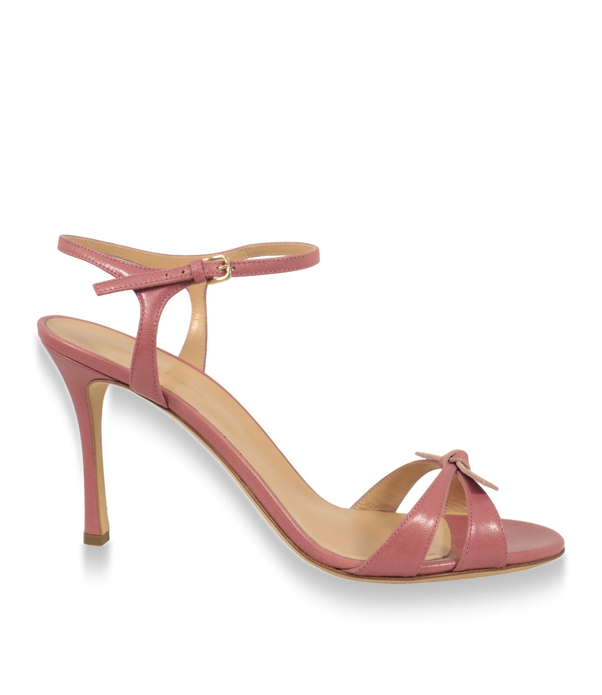 Dolce & Gabbana Sandaletten in Rosa aus Leder, Seitenansicht mit hohem Stiletto-Absatz