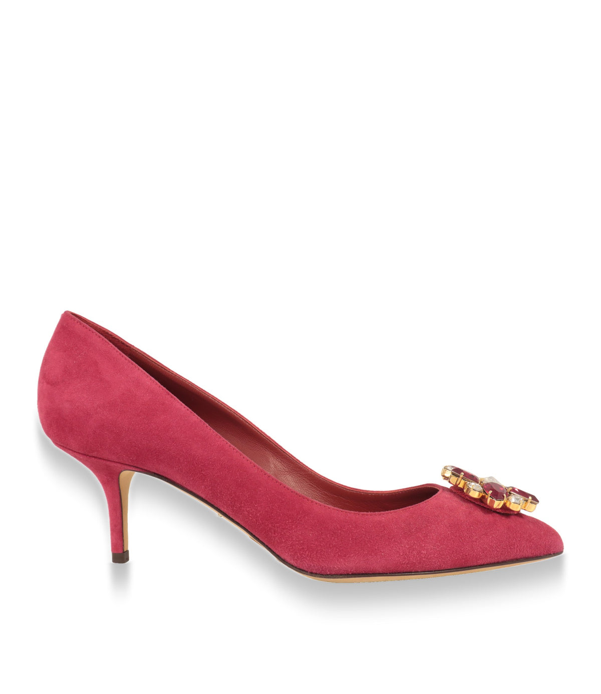 Dolce & Gabbana Pumps in pinkem Wildleder mit Kitten-Heel, Seitenansicht