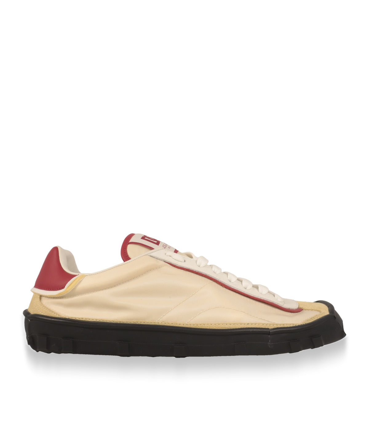 Dolce & Gabbana Sneaker Größe 44 in Creme mit roten Lederakzenten – Seitenansicht