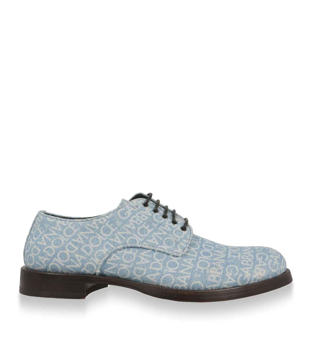 Dolce & Gabbana Derby Schuhe aus hellblauem Denim in der Seitenansicht