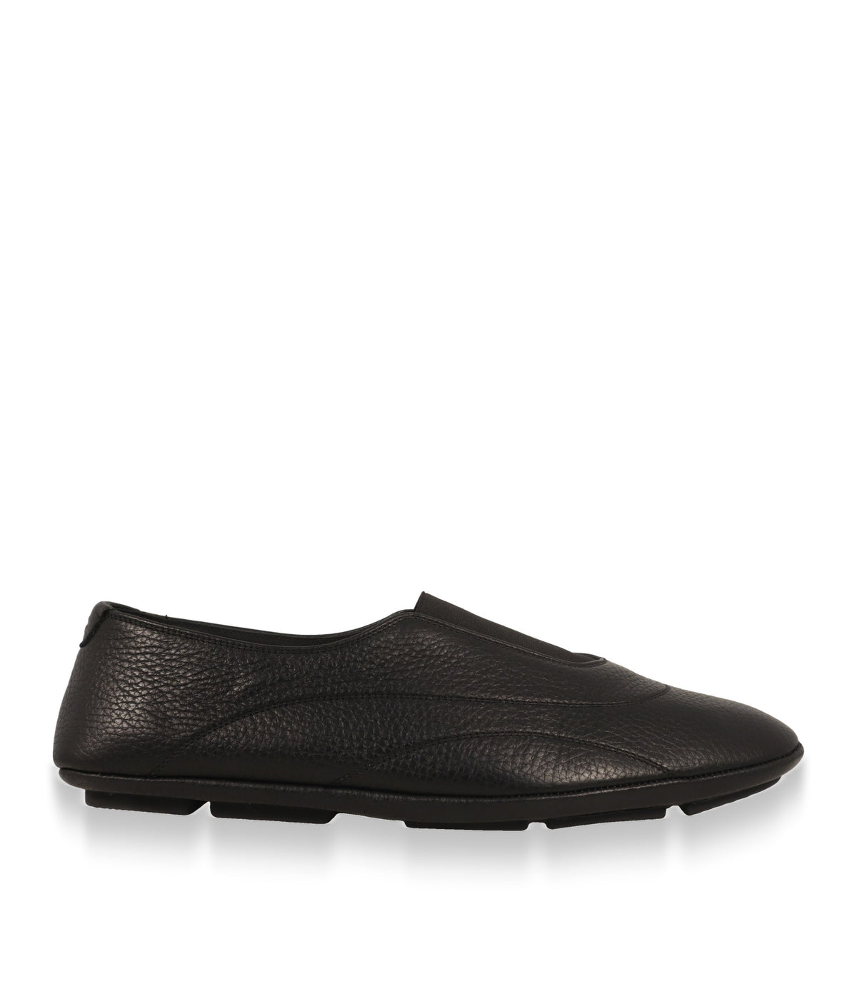 Dolce & Gabbana Slipper in Schwarz aus Hirschleder, Seitenansicht mit Gummisohle
