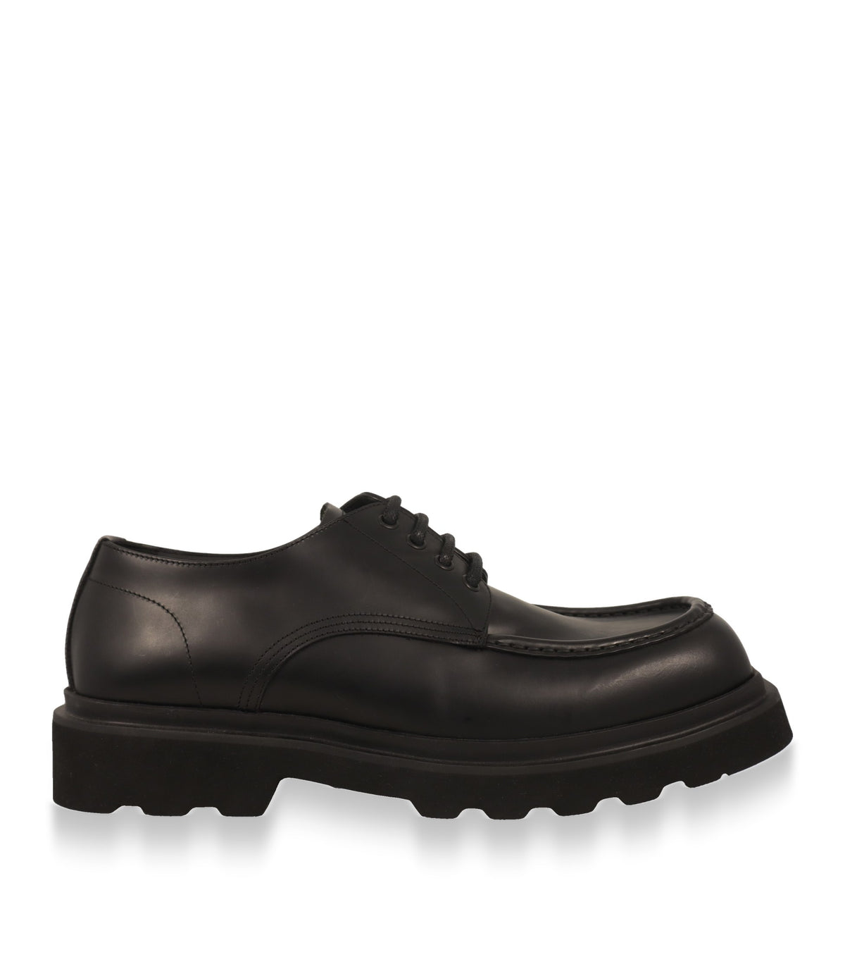 Dolce & Gabbana Derby Schuhe in Schwarz aus Leder – Seitenansicht mit Profilsohle