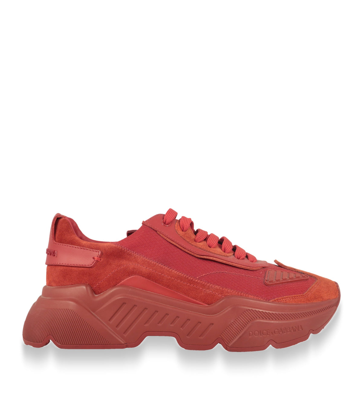 Dolce & Gabbana Sneaker in Rot aus Veloursleder und Textil, Seitenansicht