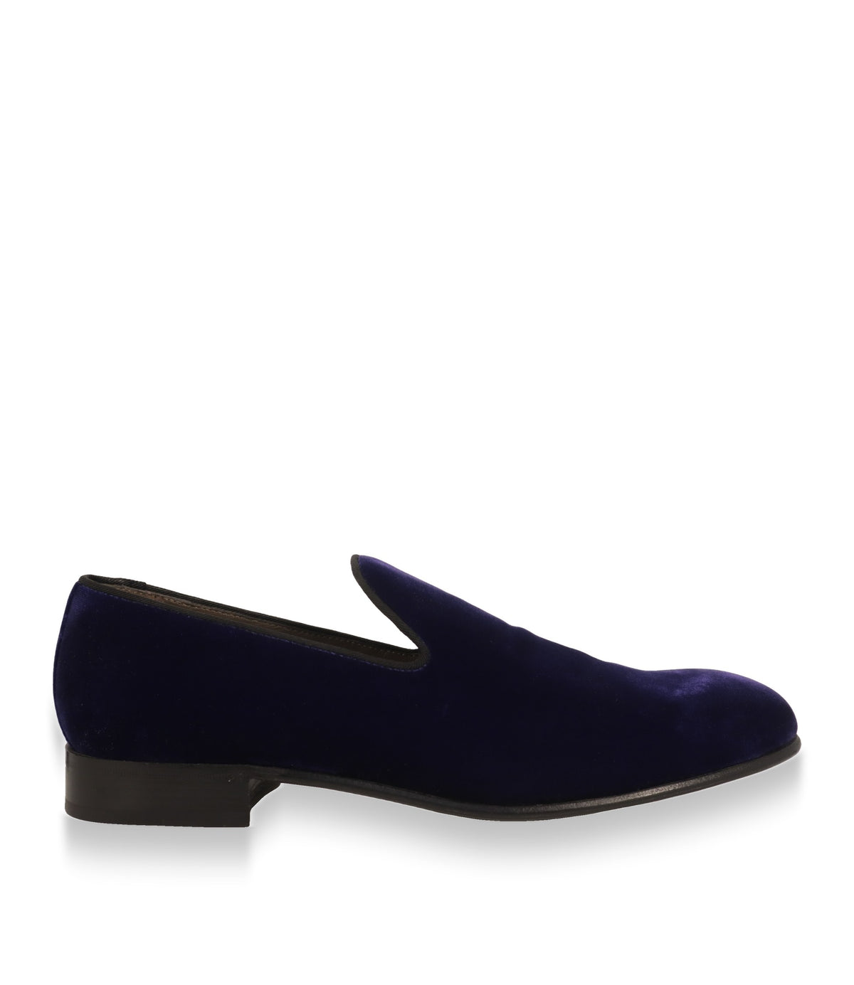 Dolce & Gabbana Slipper aus Samt in Blau-Violett, Seitenansicht