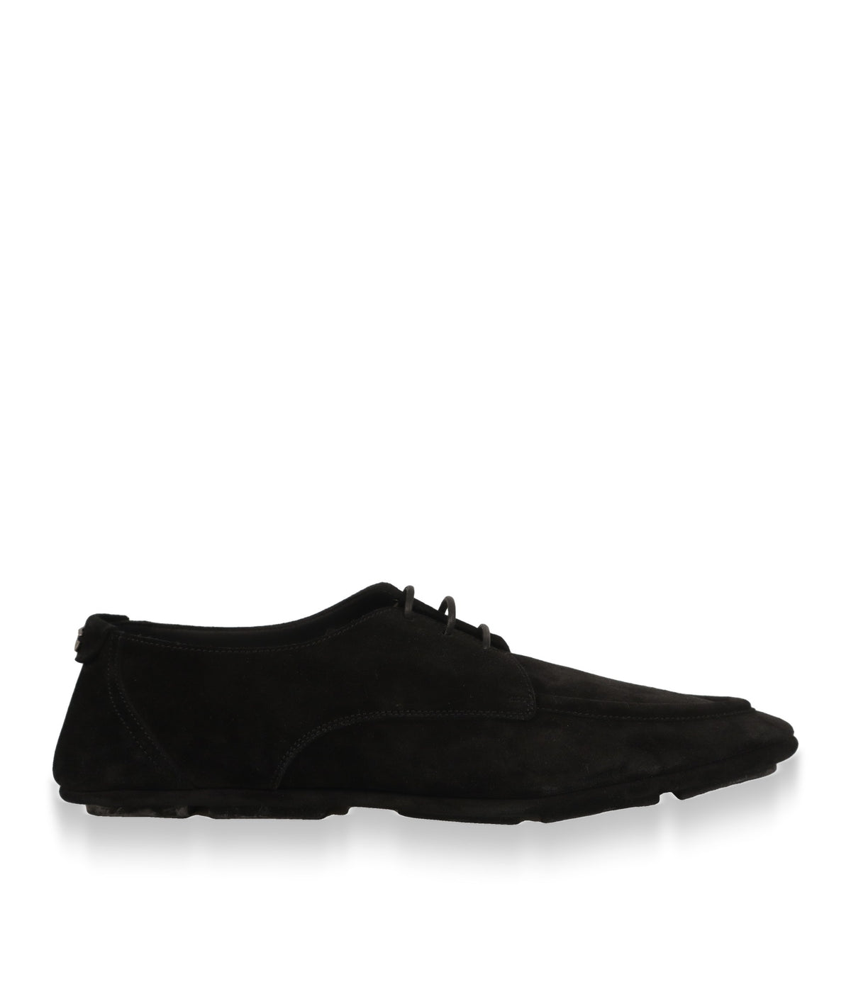 Dolce & Gabbana Derby Schuhe aus schwarzem Wildleder in der Seitenansicht