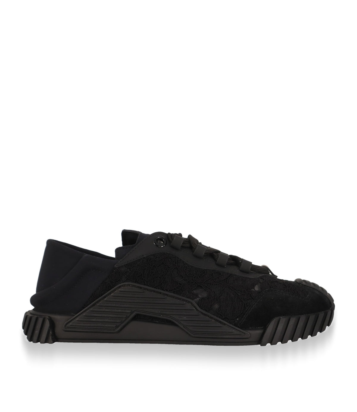 Dolce & Gabbana Sneaker schwarz Seitenansicht mit Spitze und Profilsohle