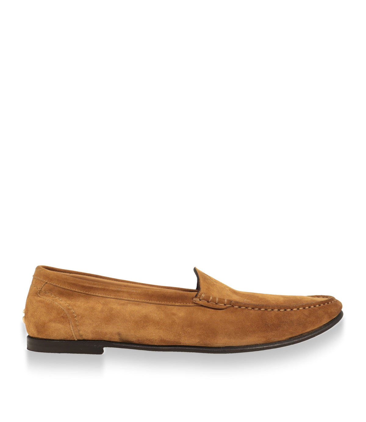 Dolce & Gabbana Loafer aus cognacbraunem Wildleder in der Seitenansicht