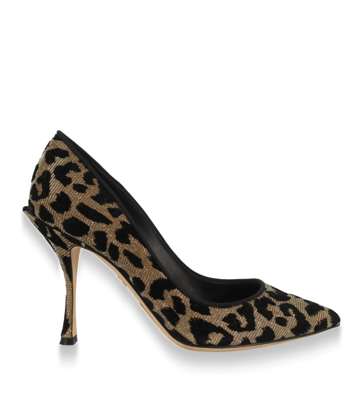 Dolce & Gabbana Pumps Größe 36 in Schwarz-Gold mit Leopardenmuster, Seitenansicht