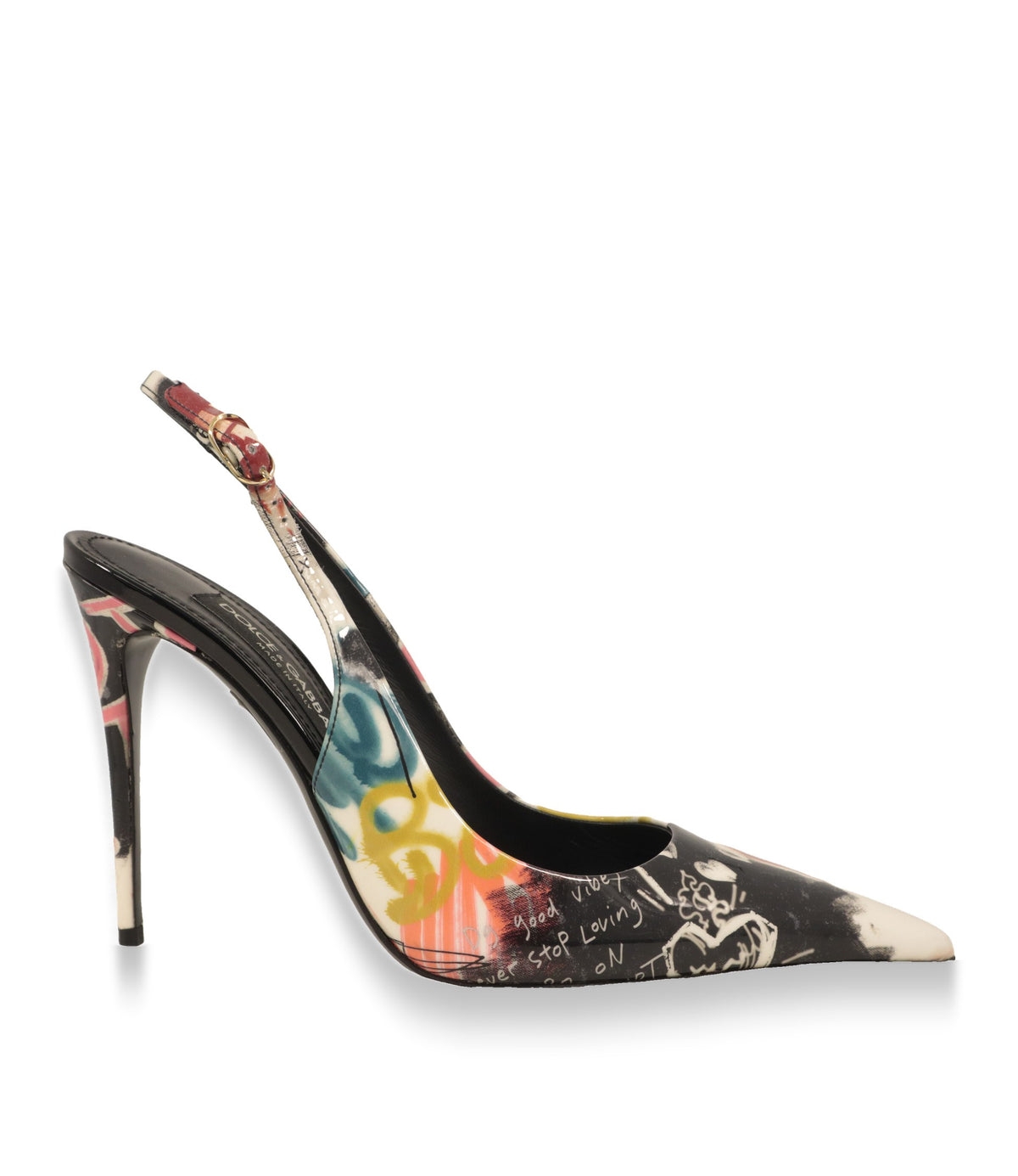 Dolce & Gabbana Slingback Pumps mit Graffiti-Print in der Seitenansicht