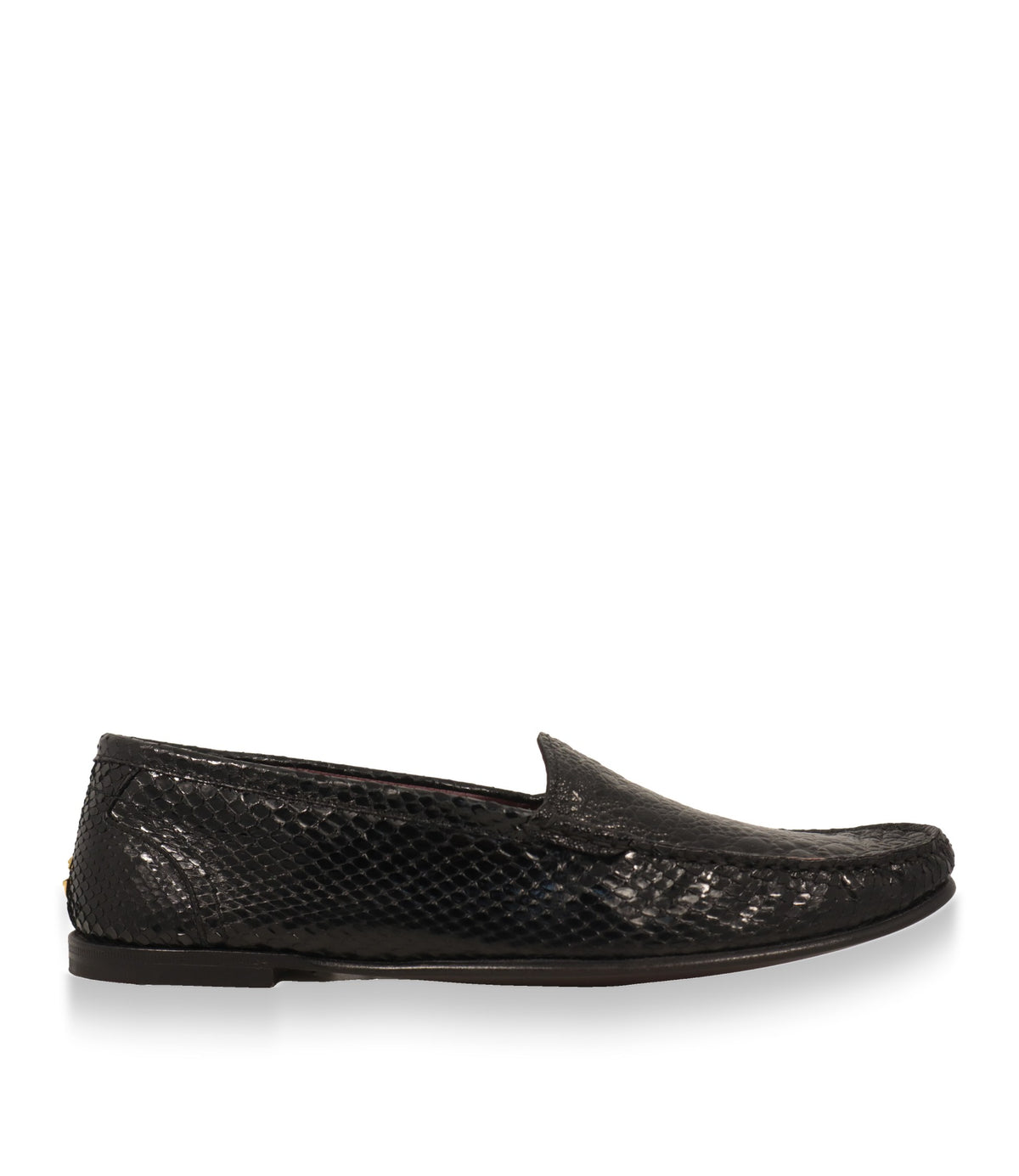 Dolce & Gabbana Loafer in Schwarz aus Leder in Schlangenoptik, Seitenansicht