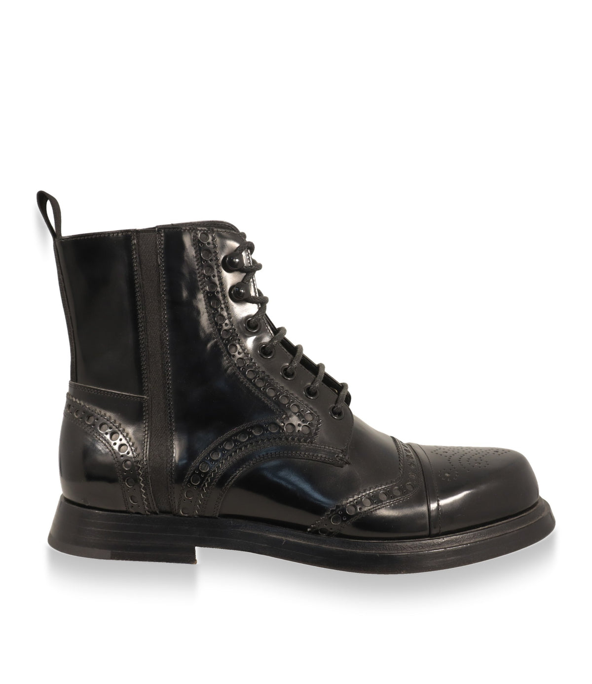 Dolce & Gabbana Boots aus schwarzem Glattleder in Größe 41 in der Seitenansicht