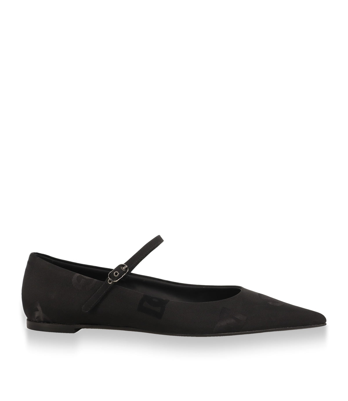 Dolce & Gabbana Ballerinas in Schwarz aus Cordura mit spitzer Spitze in der Seitenansicht