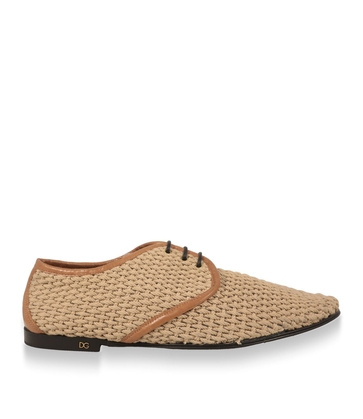 Dolce & Gabbana Derby Schuhe in Beige mit Lederbesatz – Seitenansicht