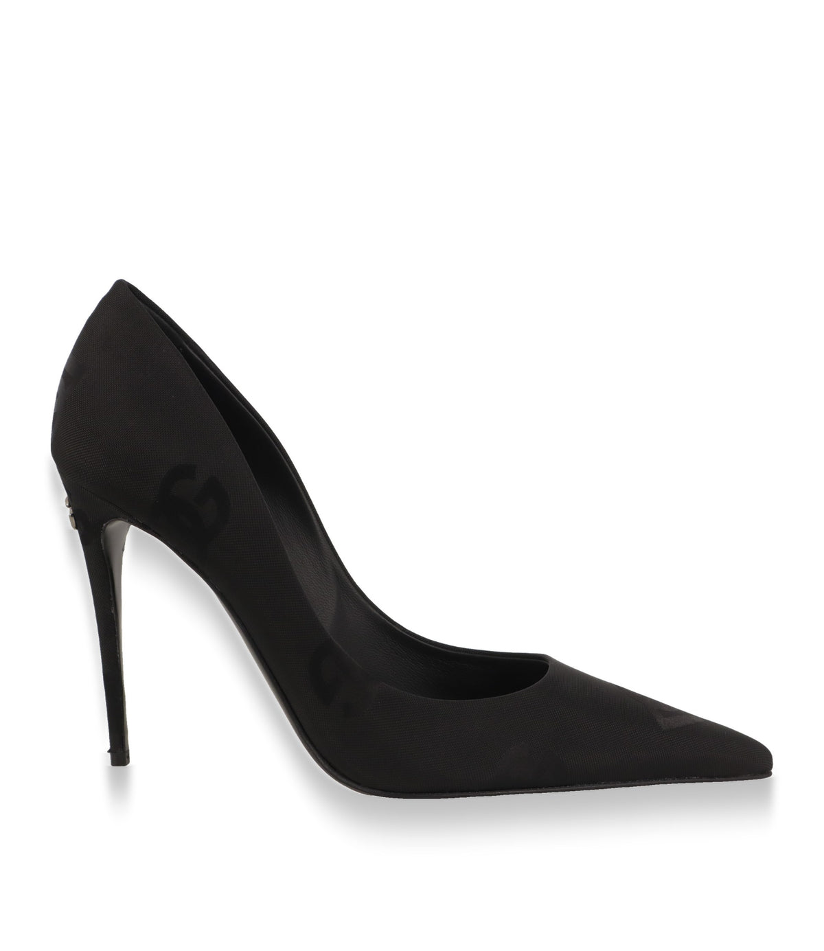 Dolce & Gabbana Pumps in Schwarz, Seitenansicht mit Stiletto-Absatz und spitzer Kappe