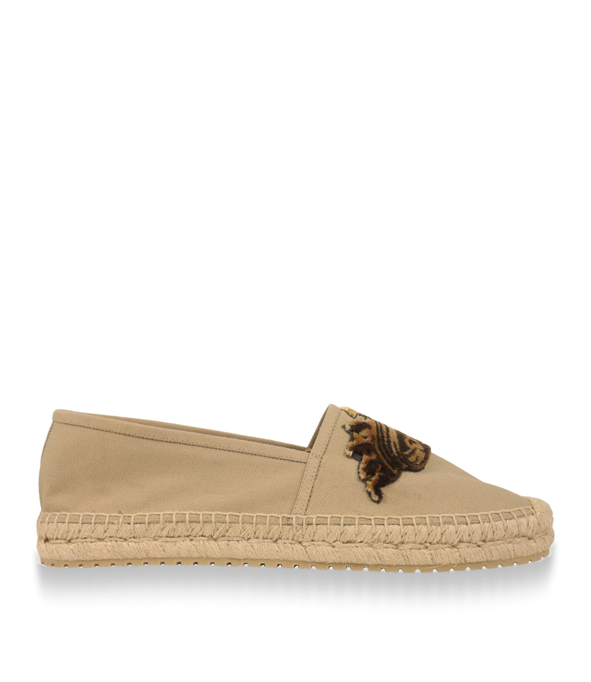 Dolce & Gabbana Espadrilles in Beige aus Canvas, Seitenansicht mit geflochtener Bastsohle