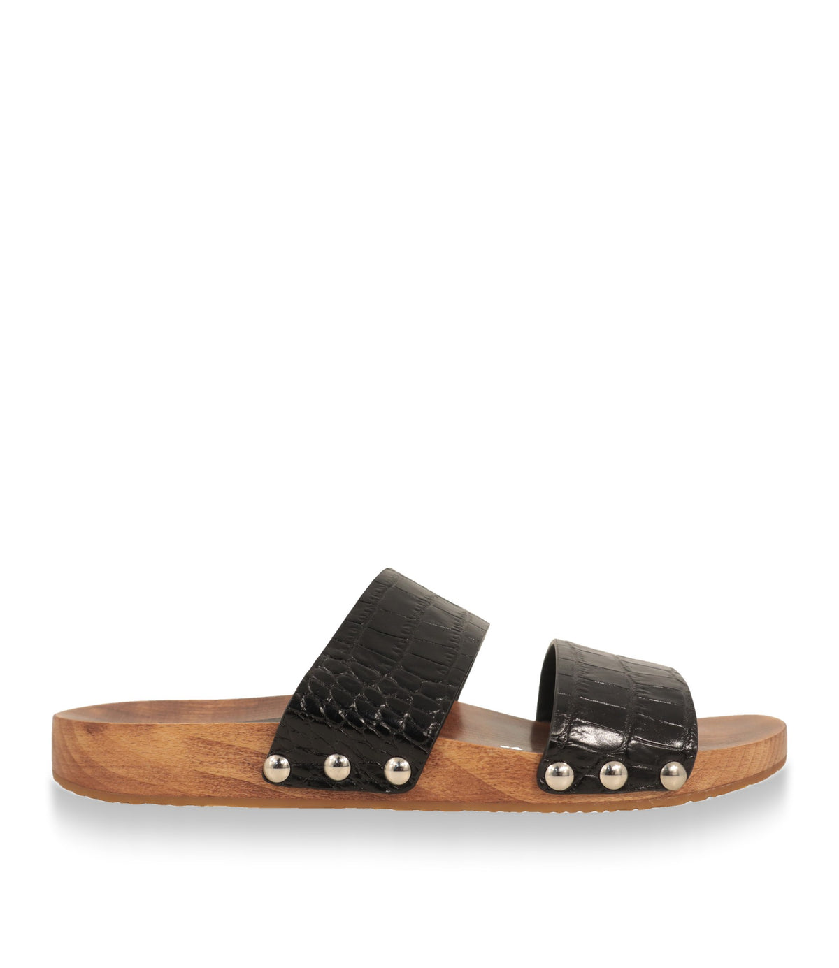 Dolce & Gabbana Pantoletten Herren in Schwarz mit Holzsohle – Seitenansicht