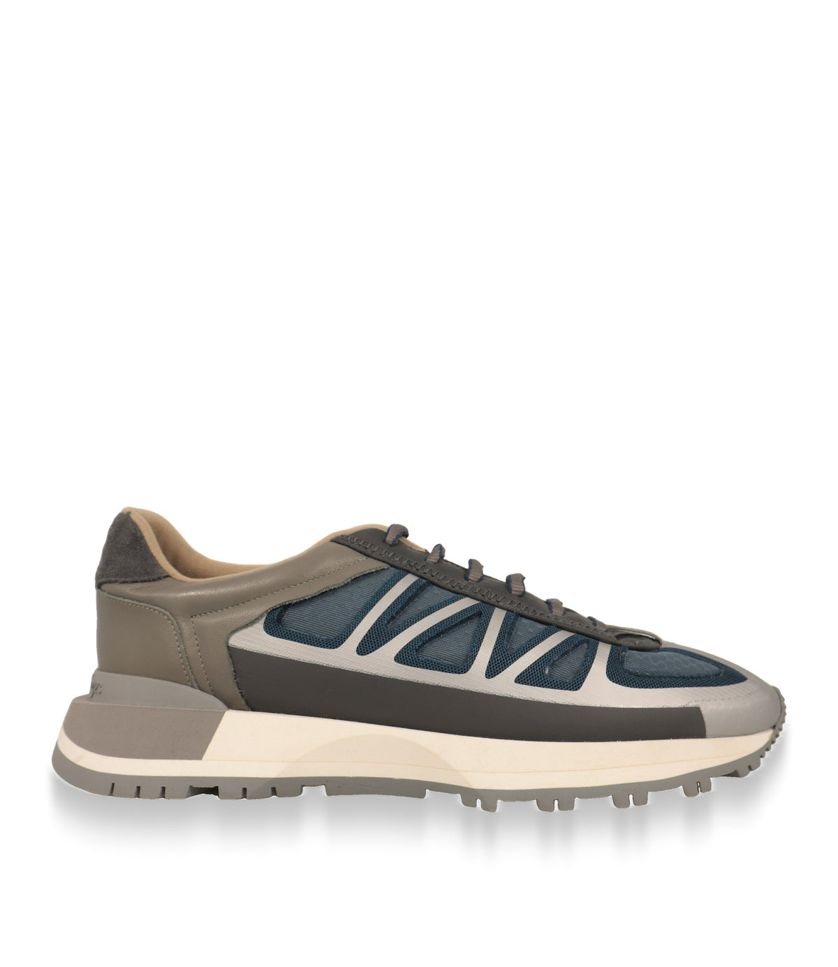 Dolce & Gabbana Sneaker Größe 44 in Grau und Blau, Seitenansicht mit silberfarbenen Overlays
