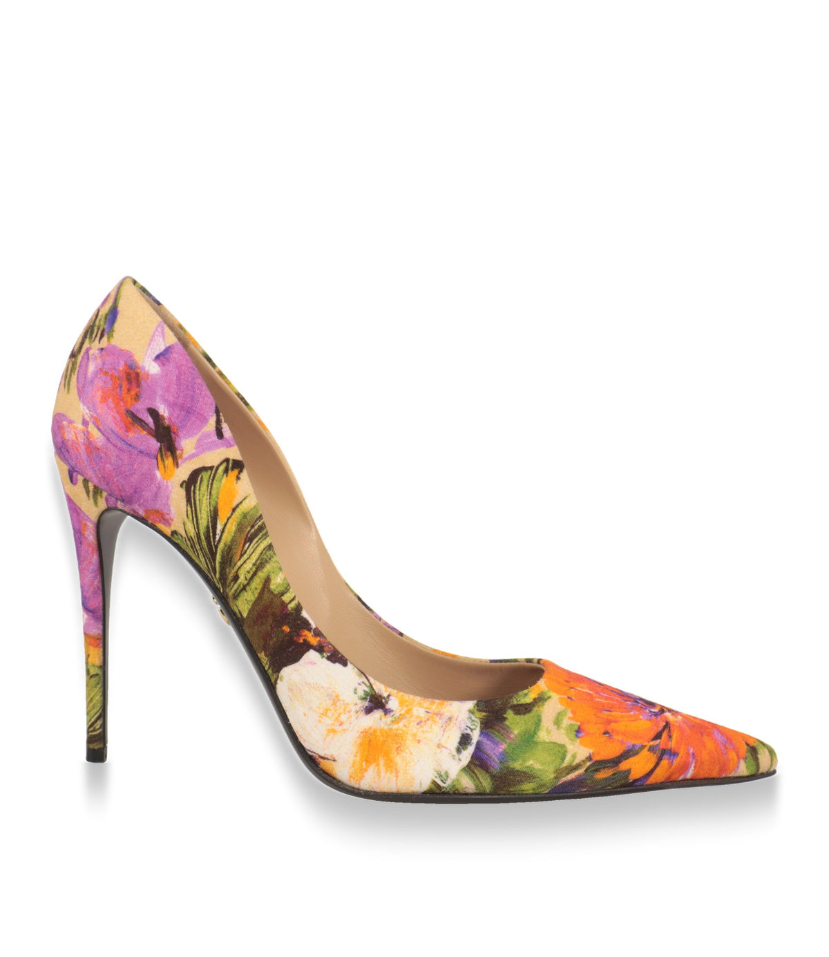Dolce & Gabbana Pumps mit Blumendruck in Seitenansicht, Stiletto-Absatz