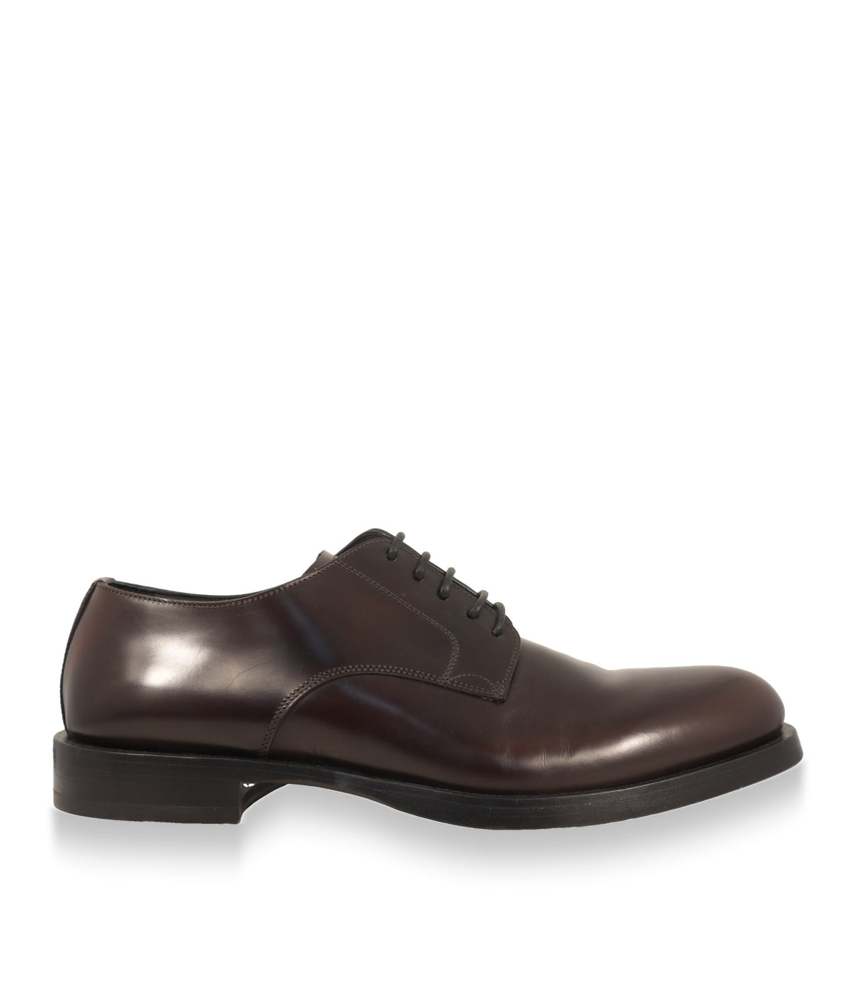 Dolce & Gabbana Derby Schuhe aus dunkelbraunem Leder in der Seitenansicht