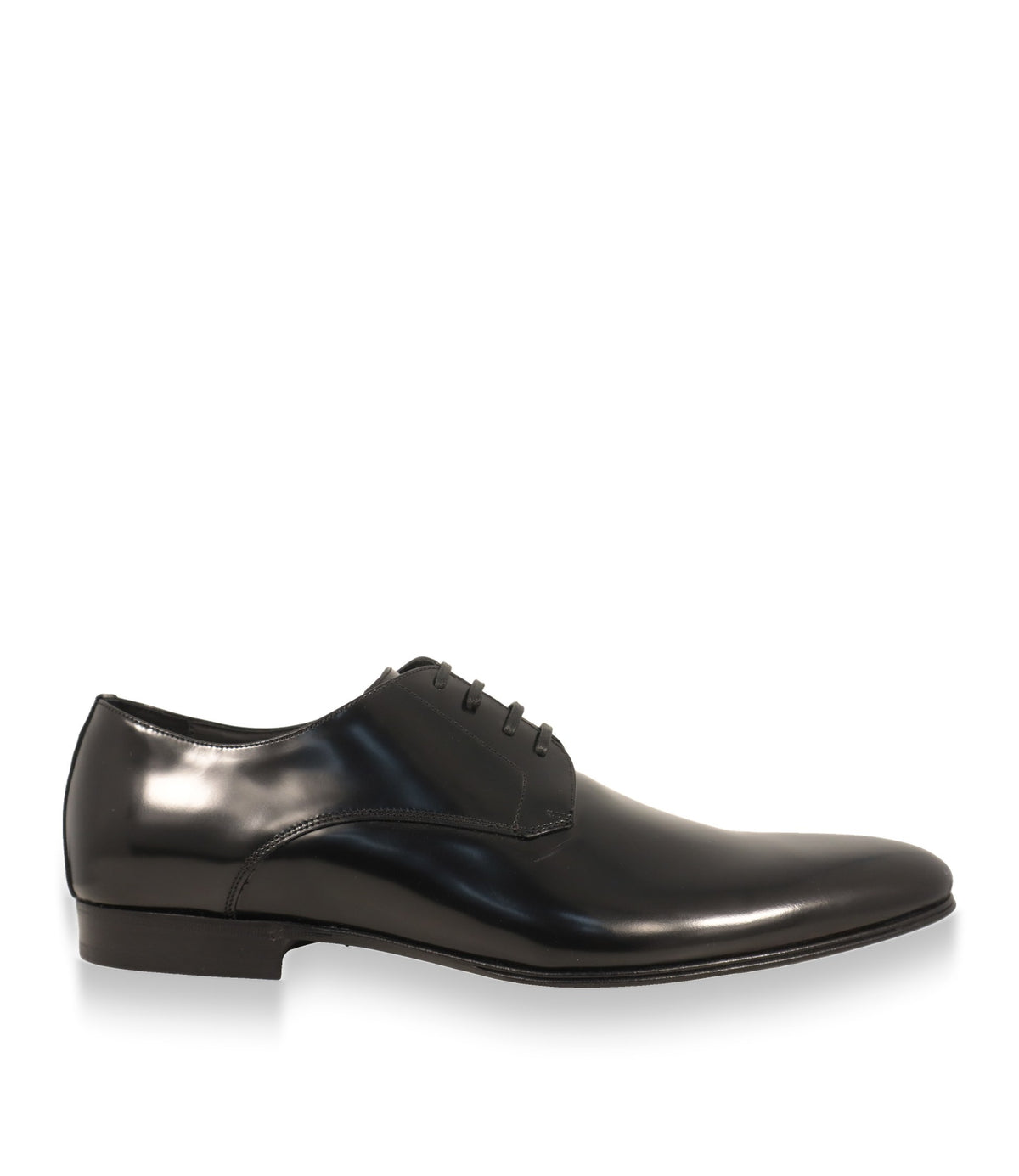 Dolce & Gabbana Derby Schuhe aus schwarzem Glattleder in der Seitenansicht