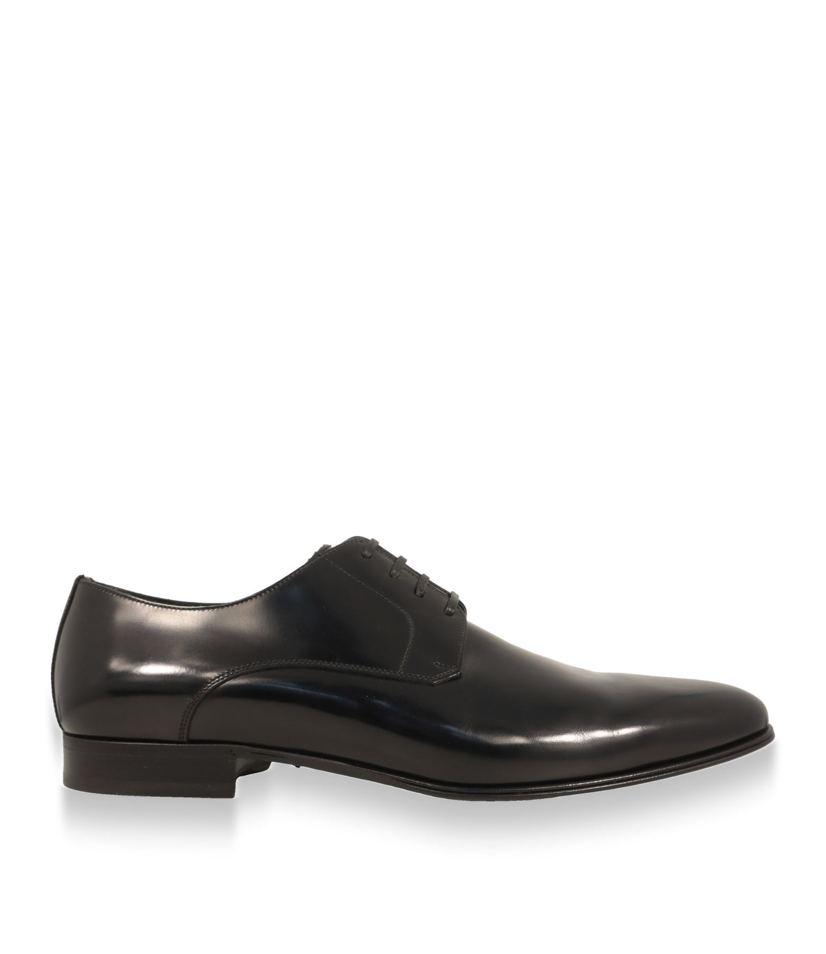 Dolce & Gabbana Derby Schuhe aus schwarzem Spazzolato-Leder in der Seitenansicht