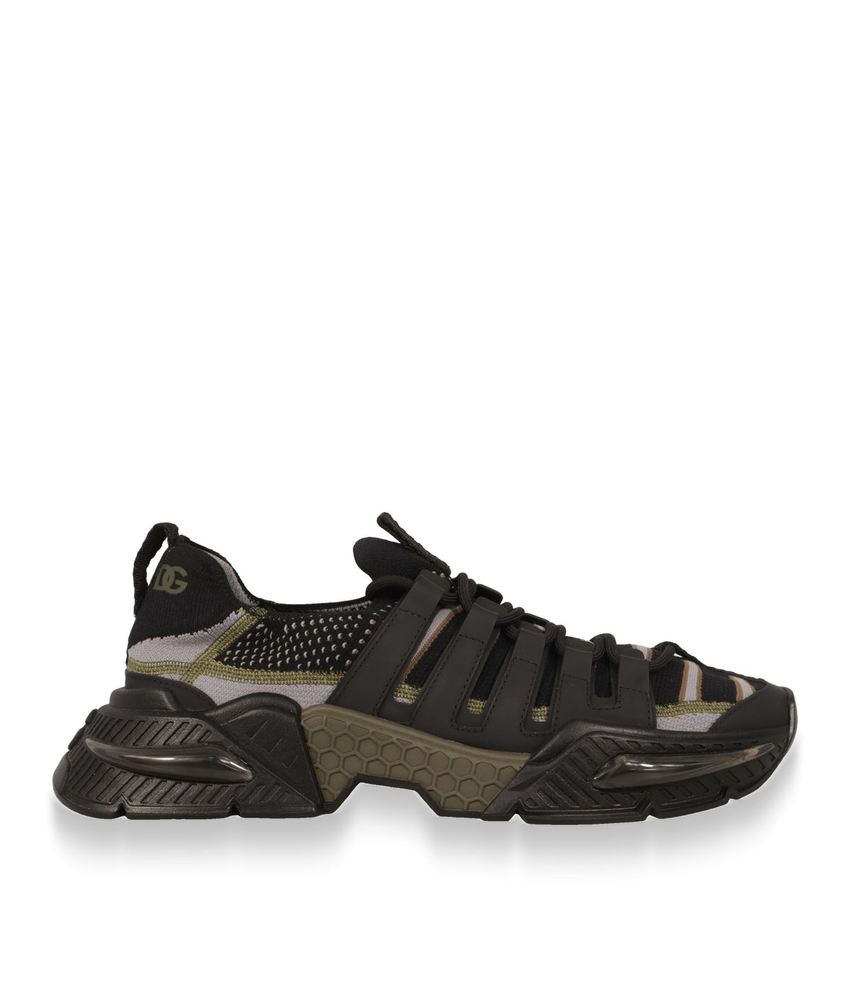 Dolce & Gabbana Sneaker Größe 44 in Schwarz mit Strickschaft und TPU-Sohle in der Seitenansicht
