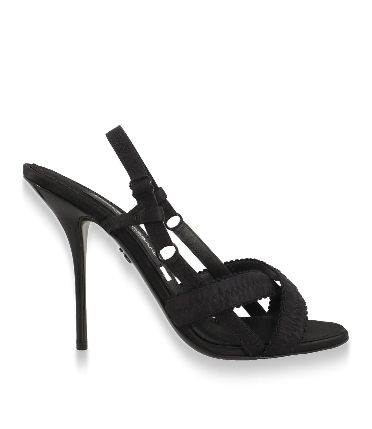 Dolce & Gabbana Sandaletten in Schwarz, Seitenansicht mit Stiletto-Absatz