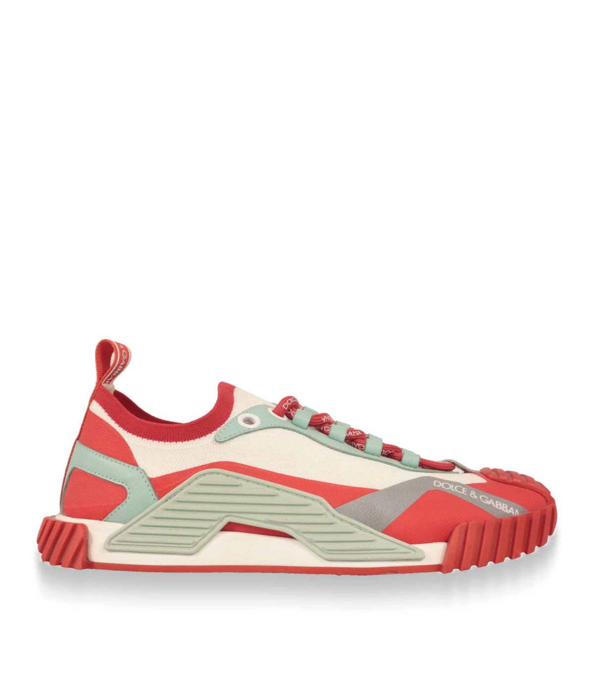 Dolce & Gabbana Sneaker in Rot, Weiß und Mint in der Seitenansicht