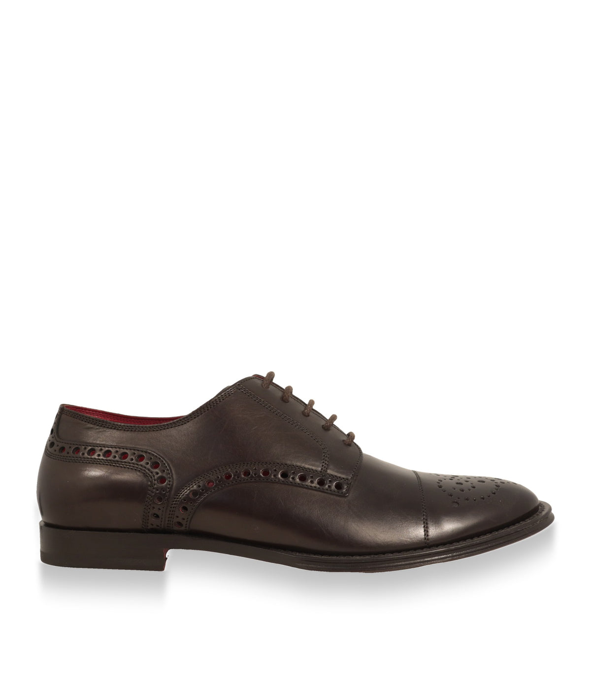 Dolce & Gabbana Derby Schuhe aus dunkelbraunem Leder in der Seitenansicht