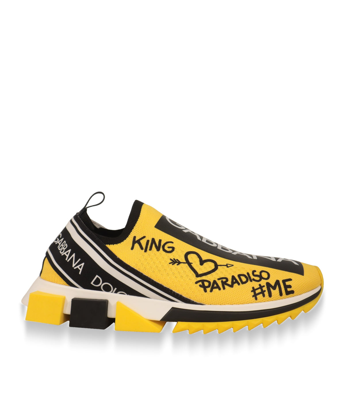 Dolce & Gabbana Slip-On Sneaker in Gelb mit schwarzem Logoband, Seitenansicht